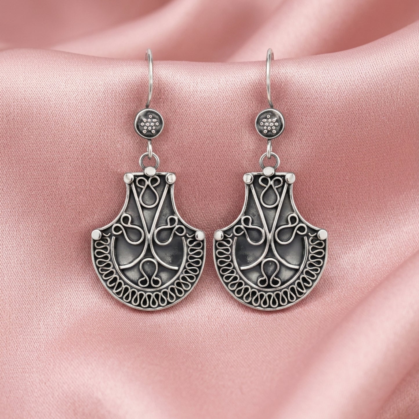 Zyrene Old Soul™ Filigree Drop Earrings – Vintage Silver Finish | Elegant Statement Earrings for Women | Perfect Gift for Her