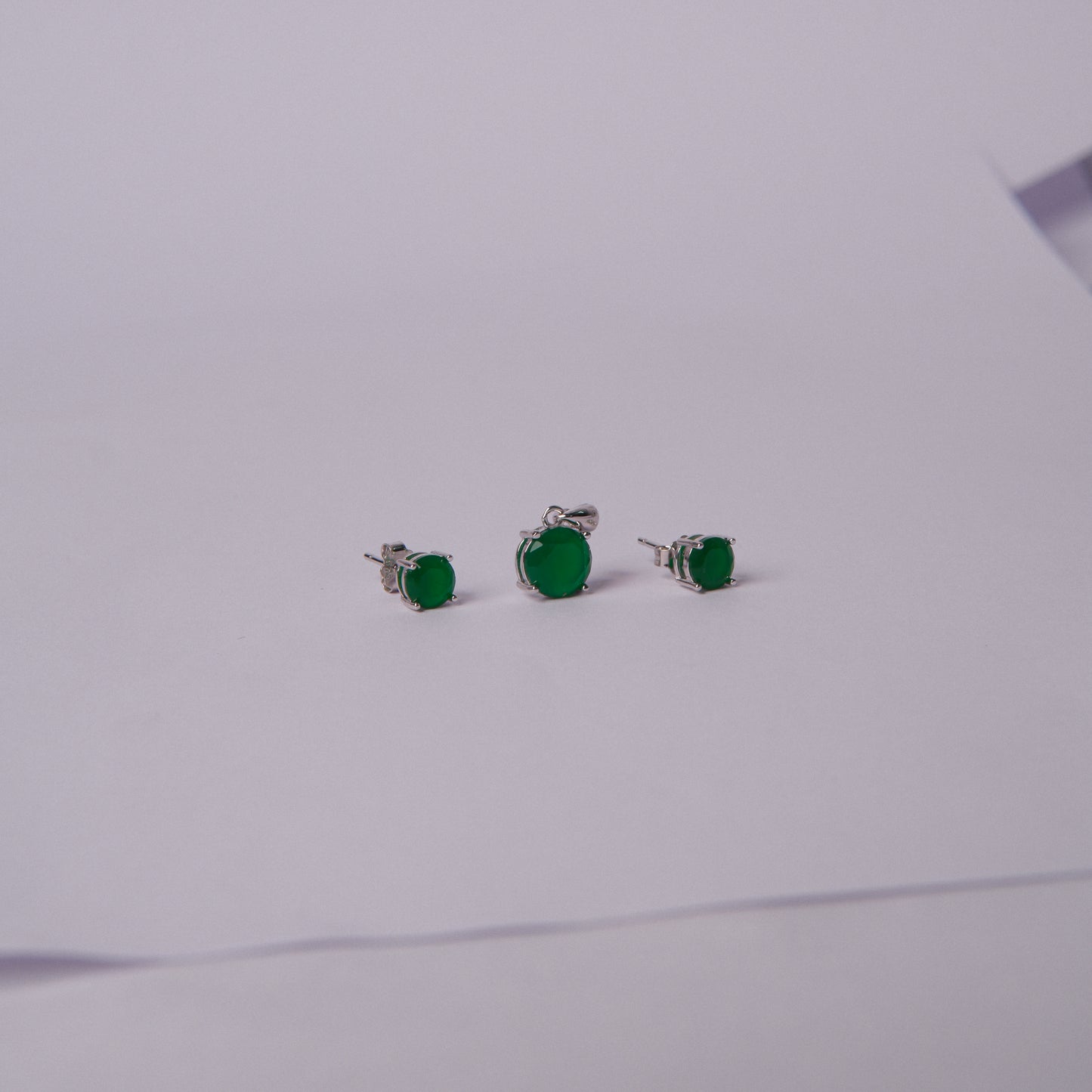 Verdura™ by Zyrene – Emerald Glow Pendant & Earrings Set | 925 Sterling Silver | Everyday Luxe Charm