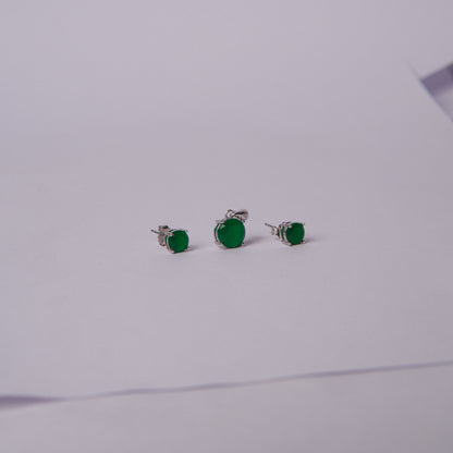 Verdura™ by Zyrene – Emerald Glow Pendant & Earrings Set | 925 Sterling Silver | Everyday Luxe Charm