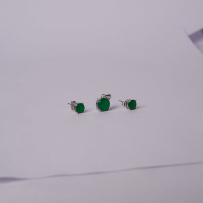 Verdura™ by Zyrene – Emerald Glow Pendant & Earrings Set | 925 Sterling Silver | Everyday Luxe Charm