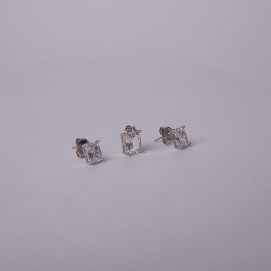 Lumiera™ by Zyrene – Crystal Emerald-Cut Pendant & Earrings Set | Minimal Luxe Glow | Everyday Silver Shine