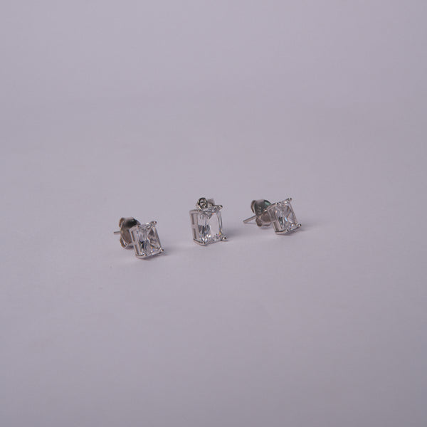 Lumiera™ by Zyrene – Crystal Emerald-Cut Pendant & Earrings Set | Minimal Luxe Glow | Everyday Silver Shine