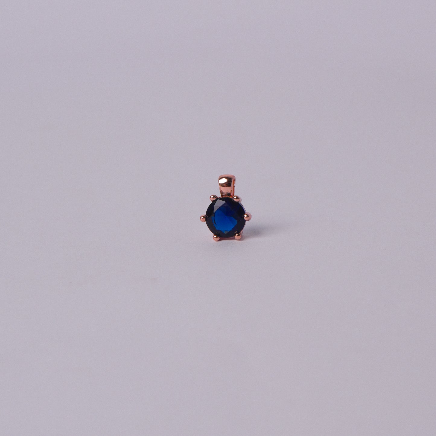Blueluxe™ by Zyrene – Sapphire Solitaire Pendant & Earrings Set | 18K Rose Gold Finish | Timeless Minimal Elegance