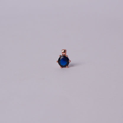 Blueluxe™ by Zyrene – Sapphire Solitaire Pendant & Earrings Set | 18K Rose Gold Finish | Timeless Minimal Elegance