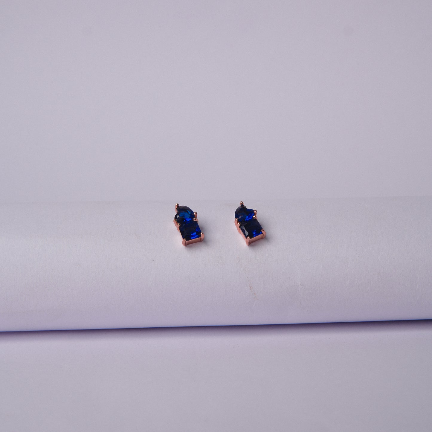 Royale Bleu™ by Zyrene – Sapphire Princess Pendant & Earrings Set | 18K Rose Gold Finish | Luxe Evening Glow