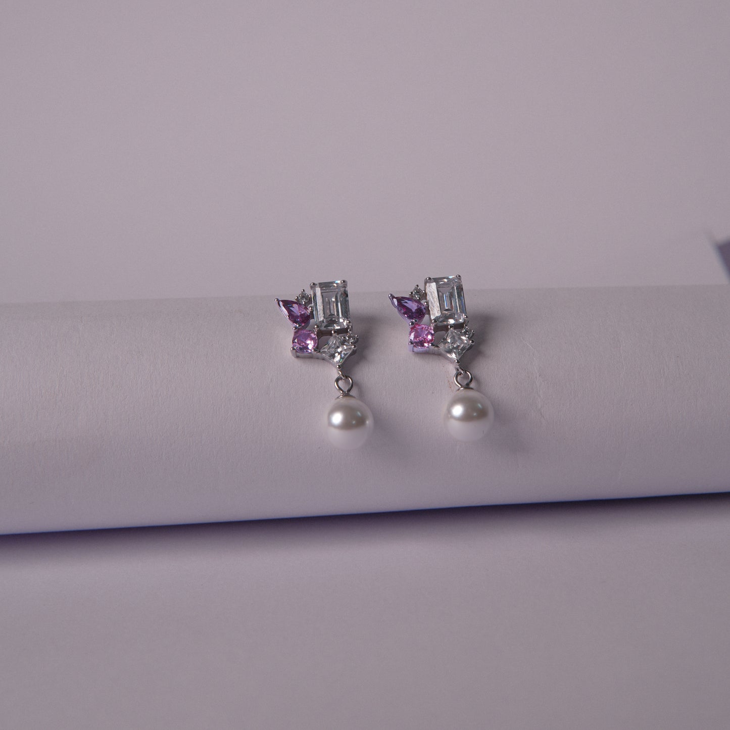 Amethysté Pearl™ by Zyrene – Pearl & Amethyst Crystal Dangle Earrings | Soft Luxe Design | Everyday Glow