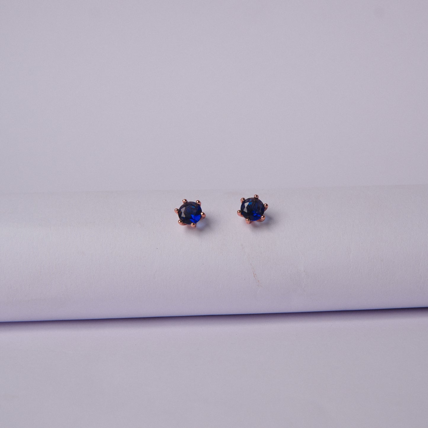 Blueluxe™ by Zyrene – Sapphire Solitaire Pendant & Earrings Set | 18K Rose Gold Finish | Timeless Minimal Elegance