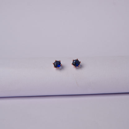 Blueluxe™ by Zyrene – Sapphire Solitaire Pendant & Earrings Set | 18K Rose Gold Finish | Timeless Minimal Elegance