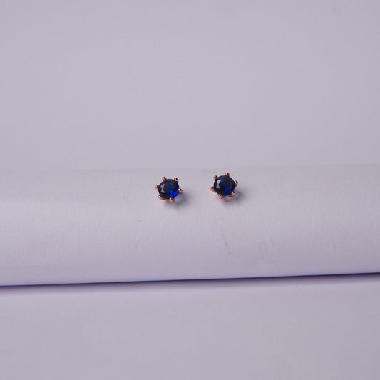 Blueluxe™ by Zyrene – Sapphire Solitaire Pendant & Earrings Set | 18K Rose Gold Finish | Timeless Minimal Elegance