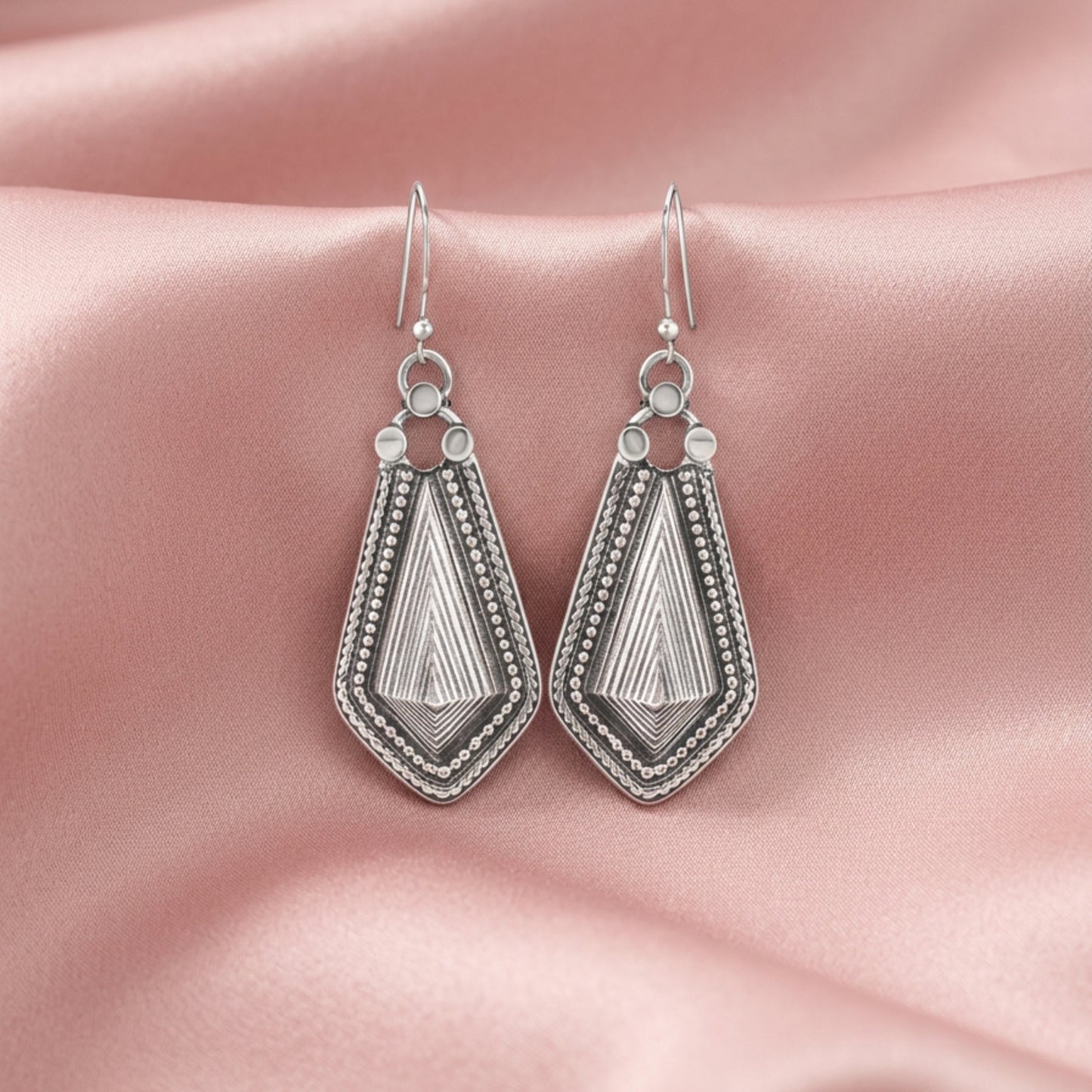 Astrae™ Silver Geometry Drop Earrings