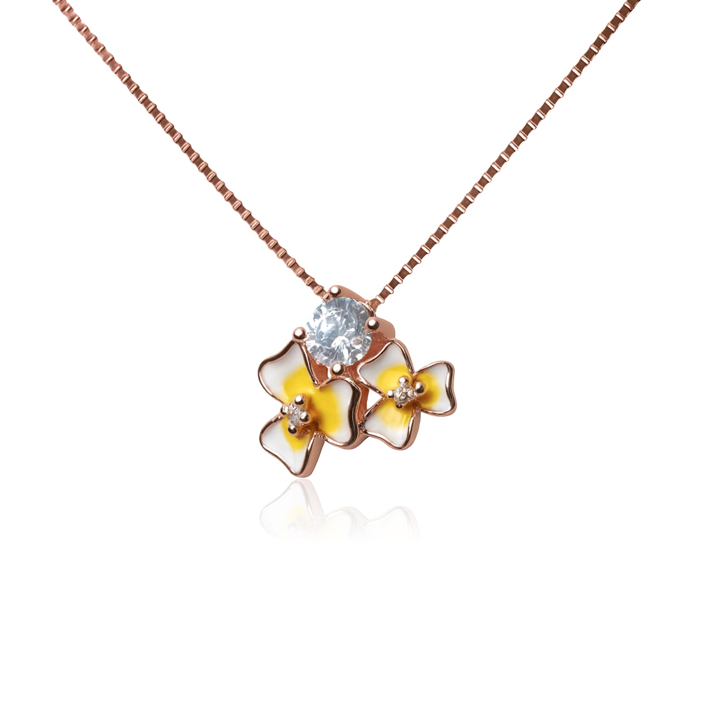 Solara™ by Zyrene – Sunny Blossom Pendant | 18K Rose-Gold Finish | Crystal Centrepiece | Everyday Glow