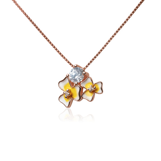 Solara™ by Zyrene – Sunny Blossom Pendant | 18K Rose-Gold Finish | Crystal Centrepiece | Everyday Glow