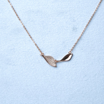 Veloria™ by Zyrene – Twin Leaf Rose-Gold Necklace | Minimal Sparkle Pendant | 925 Sterling Silver | Everyday Luxe