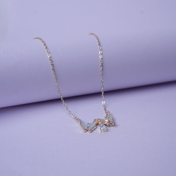 Papilloné™ by Zyrene – Crystal Butterfly Necklace | Rose-Gold Luxe | 925 Sterling Silver | Soft-Girl Elegance