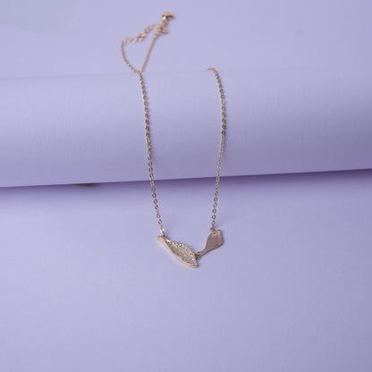 Veloria™ by Zyrene – Twin Leaf Rose-Gold Necklace | Minimal Sparkle Pendant | 925 Sterling Silver | Everyday Luxe