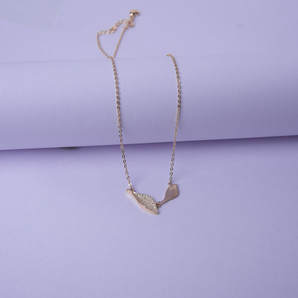 Veloria™ by Zyrene – Twin Leaf Rose-Gold Necklace | Minimal Sparkle Pendant | 925 Sterling Silver | Everyday Luxe