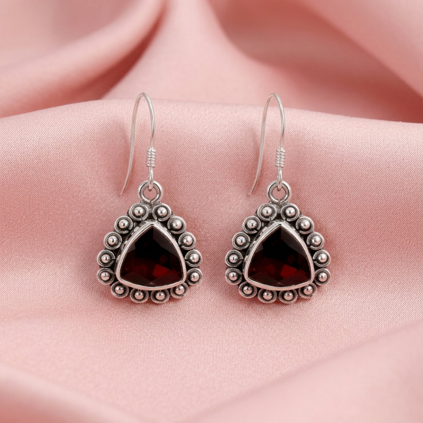 Noctelle™ Vintage Garnet Drop Earrings | Sterling Silver | Old Soul Glow | Meaningful Gift for Her