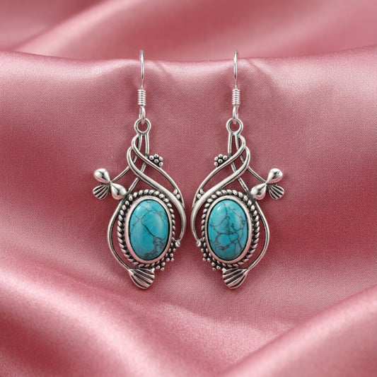 Seren™ Vintage Turquoise Flow Earrings | Sterling Silver | Old Soul Calm | Meaningful Gift for Her