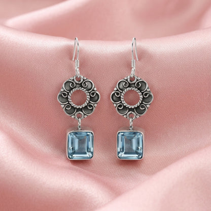 Lyra™ Vintage Sky Blue Drop Earrings | Sterling Silver | Old Soul Clarity | Meaningful Gift for Her