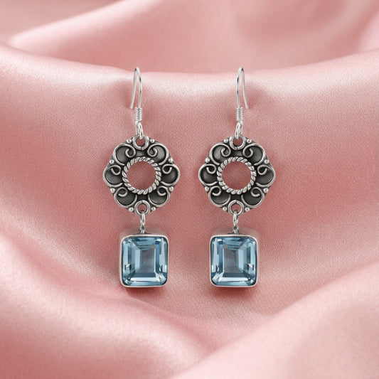 Lyra™ Vintage Sky Blue Drop Earrings | Sterling Silver | Old Soul Clarity | Meaningful Gift for Her