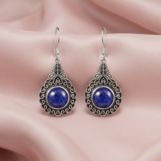 Auralis™ Vintage Lapis Drop Earrings | Sterling Silver | Old Soul Wisdom | Meaningful Gift for Her