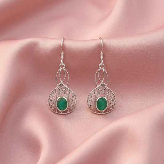 Averie™ Vintage Emerald Lace Drop Earrings | Sterling Silver | Old Soul Grace | Meaningful Gift for Her