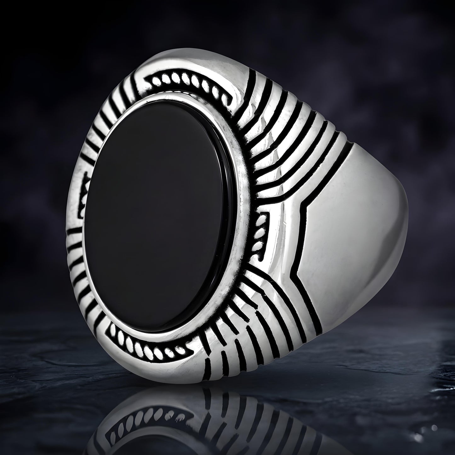 Odin’s Band™ by Zyrene – Ravenstone Ring | 925 Sterling Silver | Strength + Wisdom Vibes | Premium Lifetime Plating & 6-Month Warranty Included