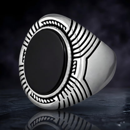 Odin’s Band™ by Zyrene – Ravenstone Ring | 925 Sterling Silver | Strength + Wisdom Vibes | Premium Lifetime Plating & 6-Month Warranty Included