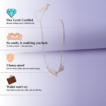 Veloria™ by Zyrene – Twin Leaf Rose-Gold Necklace | Minimal Sparkle Pendant | 925 Sterling Silver | Everyday Luxe