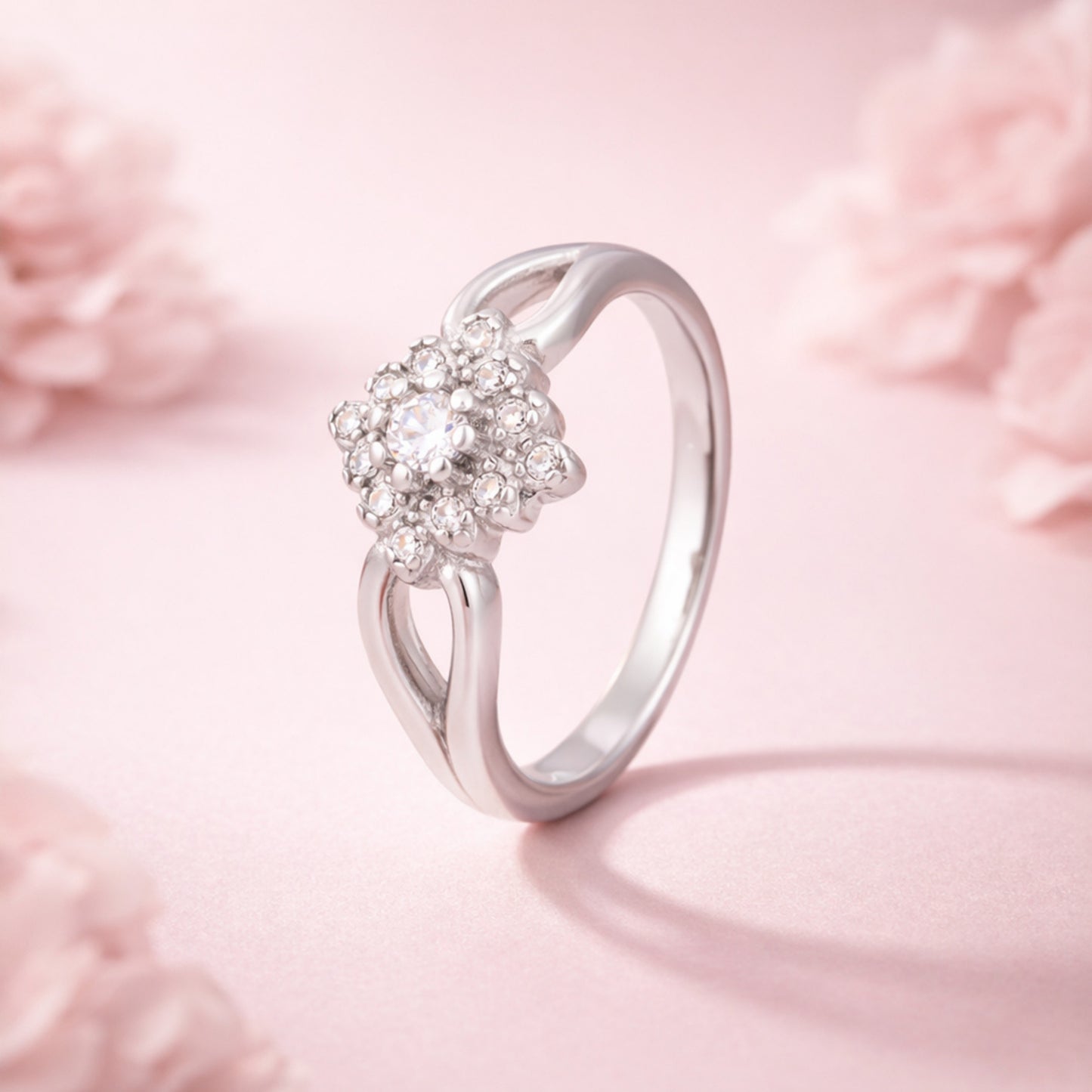 Blossima™ by Zyrene – Floral Shine Solitaire Ring | 925 Sterling Silver | Lifetime Plating + 6-Month Warranty