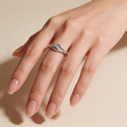 Zyrene Anaya 925 silver infinity ring worn on hand for daily wear styling