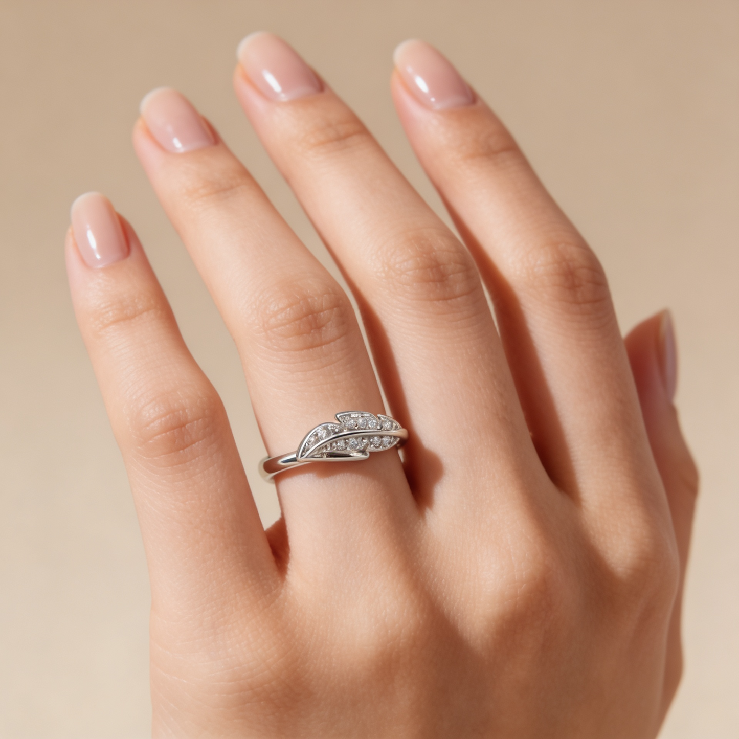 Zyrene Avni 925 silver leaf ring worn on hand for daily wear styling