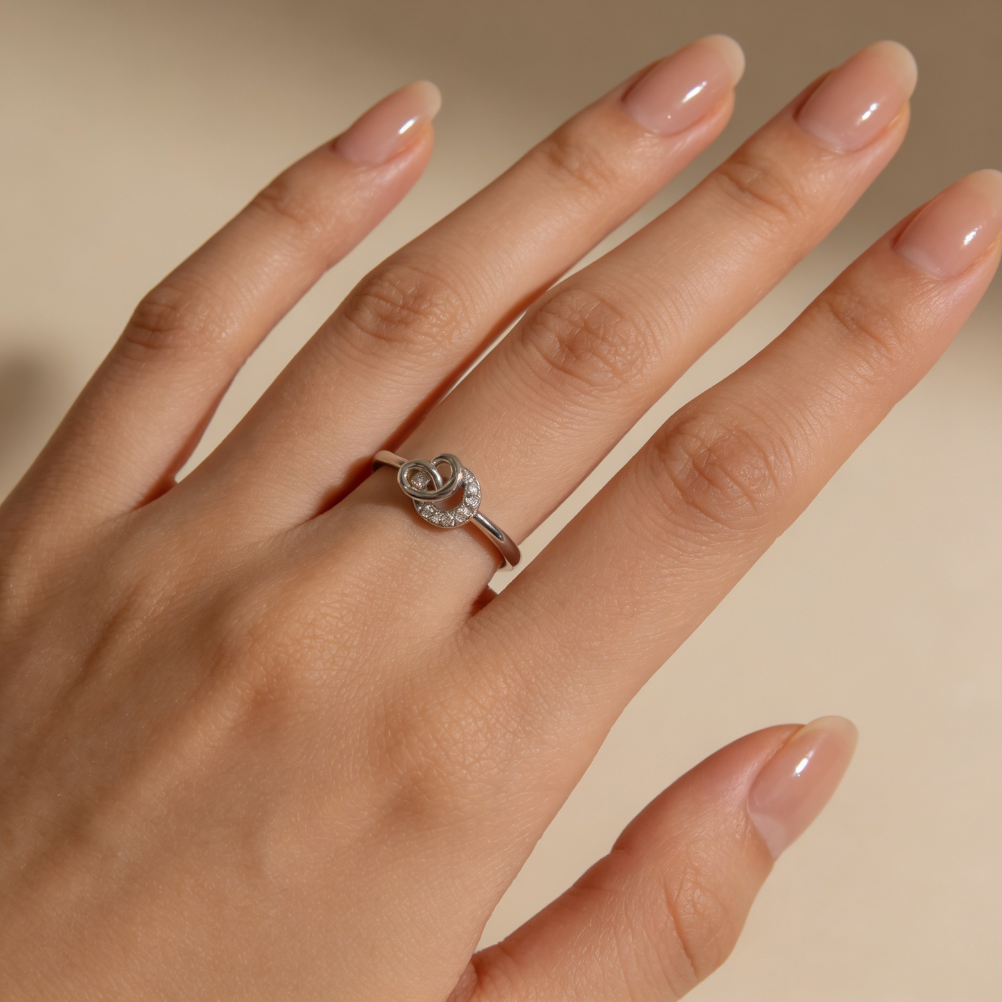 Zyrene Mira 925 silver circle ring worn on hand for daily wear styling