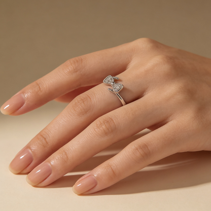 Zyrene Naira 925 silver bow ring worn on hand for daily wear styling
