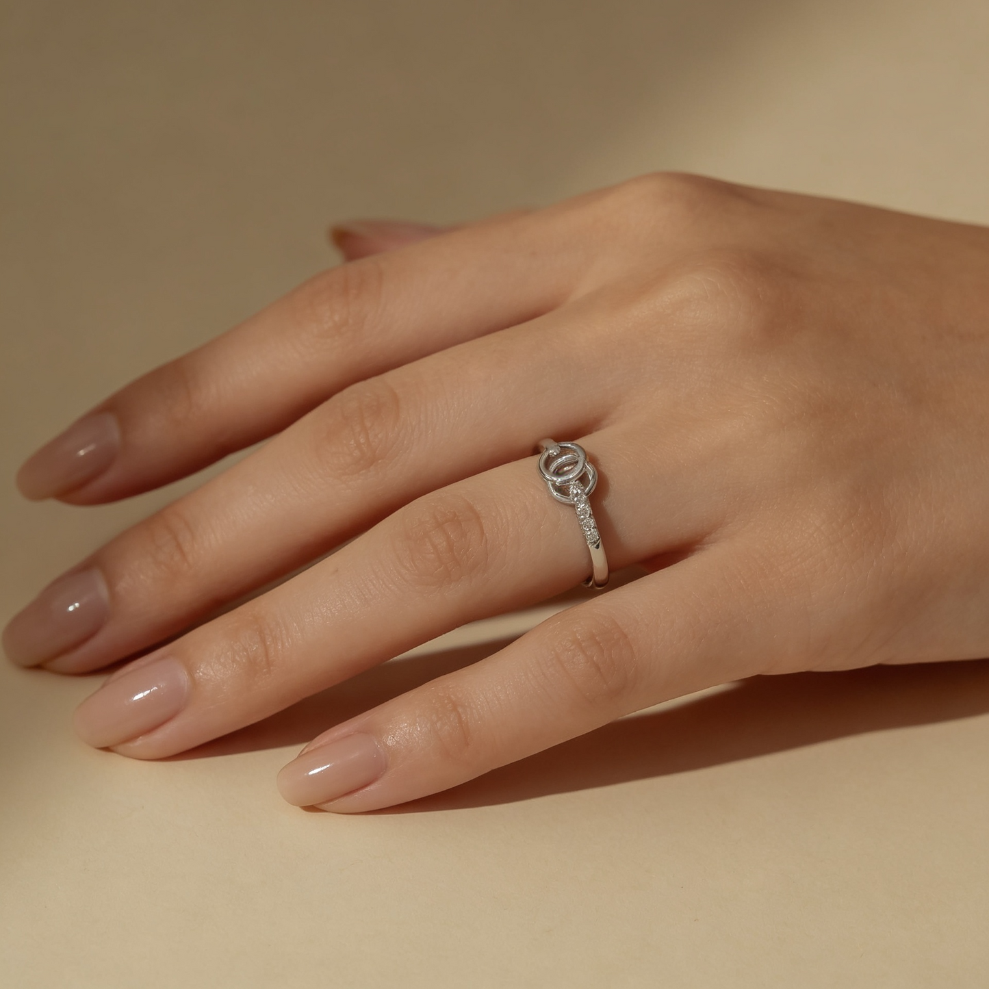 Zyrene Riva 925 silver circle ring worn on hand for daily wear styling