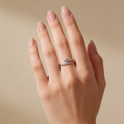 Zyrene Sitara 925 silver star ring worn on hand for daily wear styling