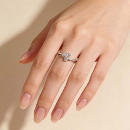 Zyrene Tara 925 silver sparkle ring worn on hand for daily wear styling