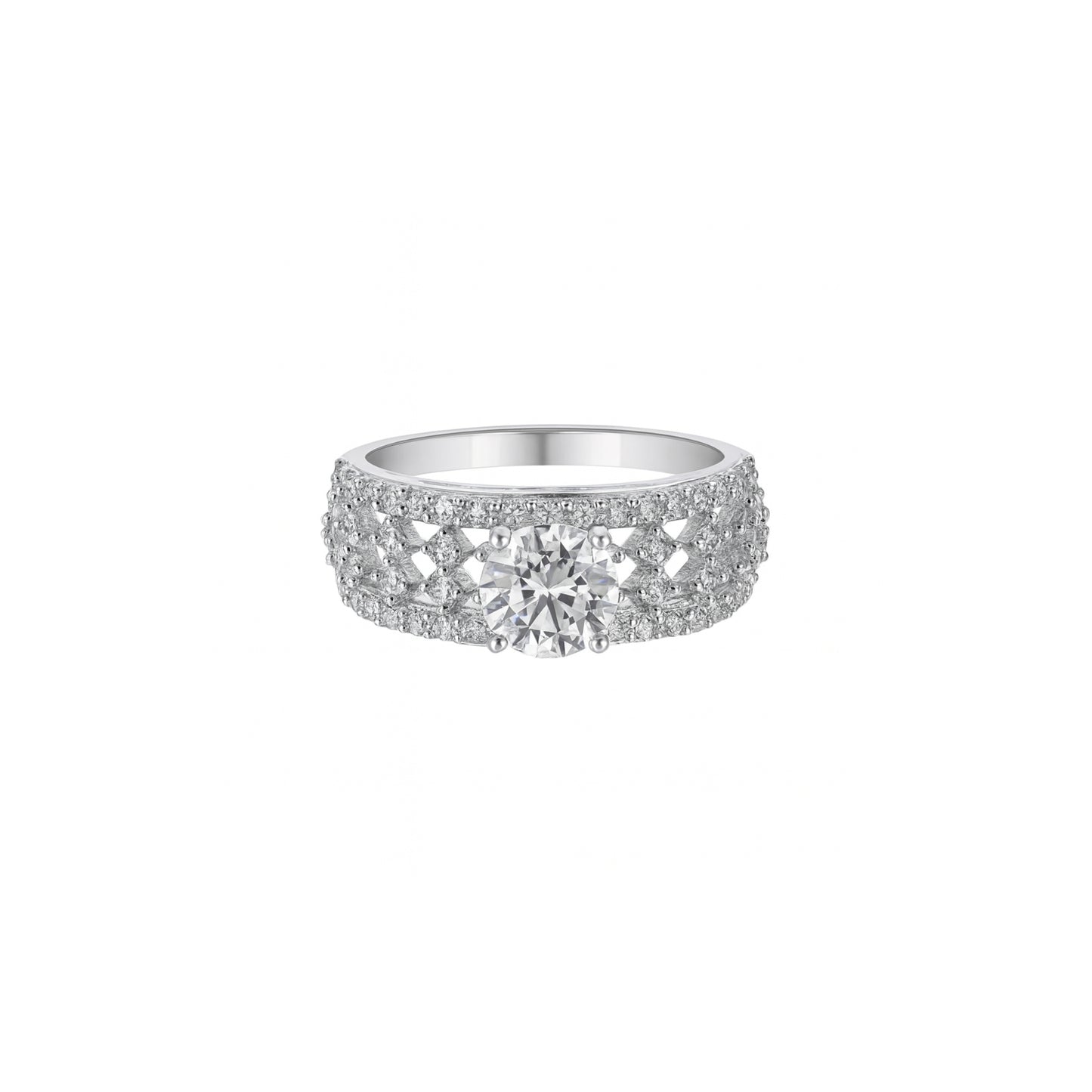 Lustara™ by Zyrene – Pavé Grandeur Solitaire Ring | 925 Sterling Silver | Lifetime Plating & 6-Month Warranty