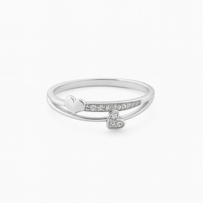 Duetta™ by Zyrene – Twin Heart Band Ring | 925 Sterling Silver | Lifetime Plating & 6-Month Warranty
