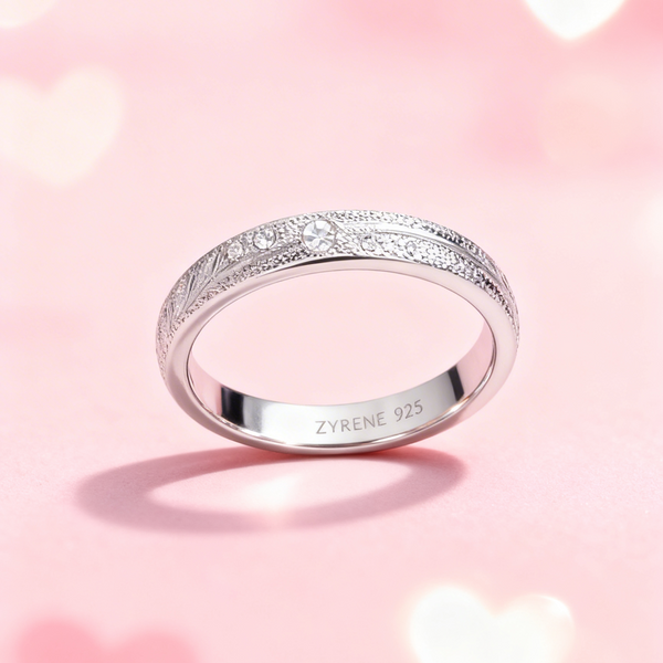 LUMIÈRE DOT™ Ring – 925 Sterling Silver Textured Band by Zyrene | Soft Luxe Sparkle