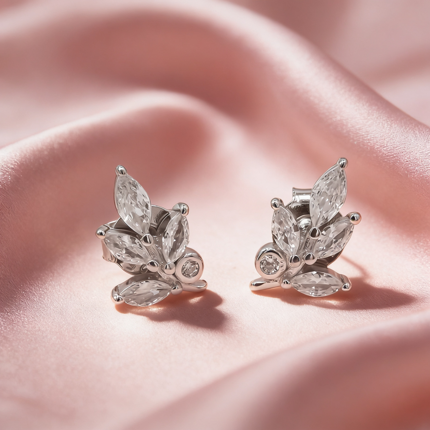 Aarohi™ Floral Leaf Stud Earrings by Zyrene — 925 Silver Earrings