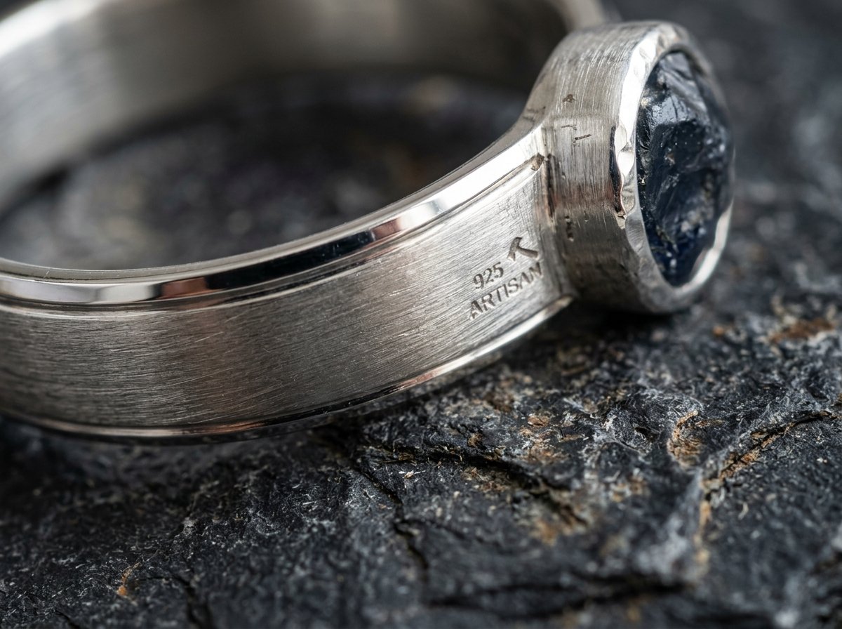 Hand-finished silver ring craftsmanship detail