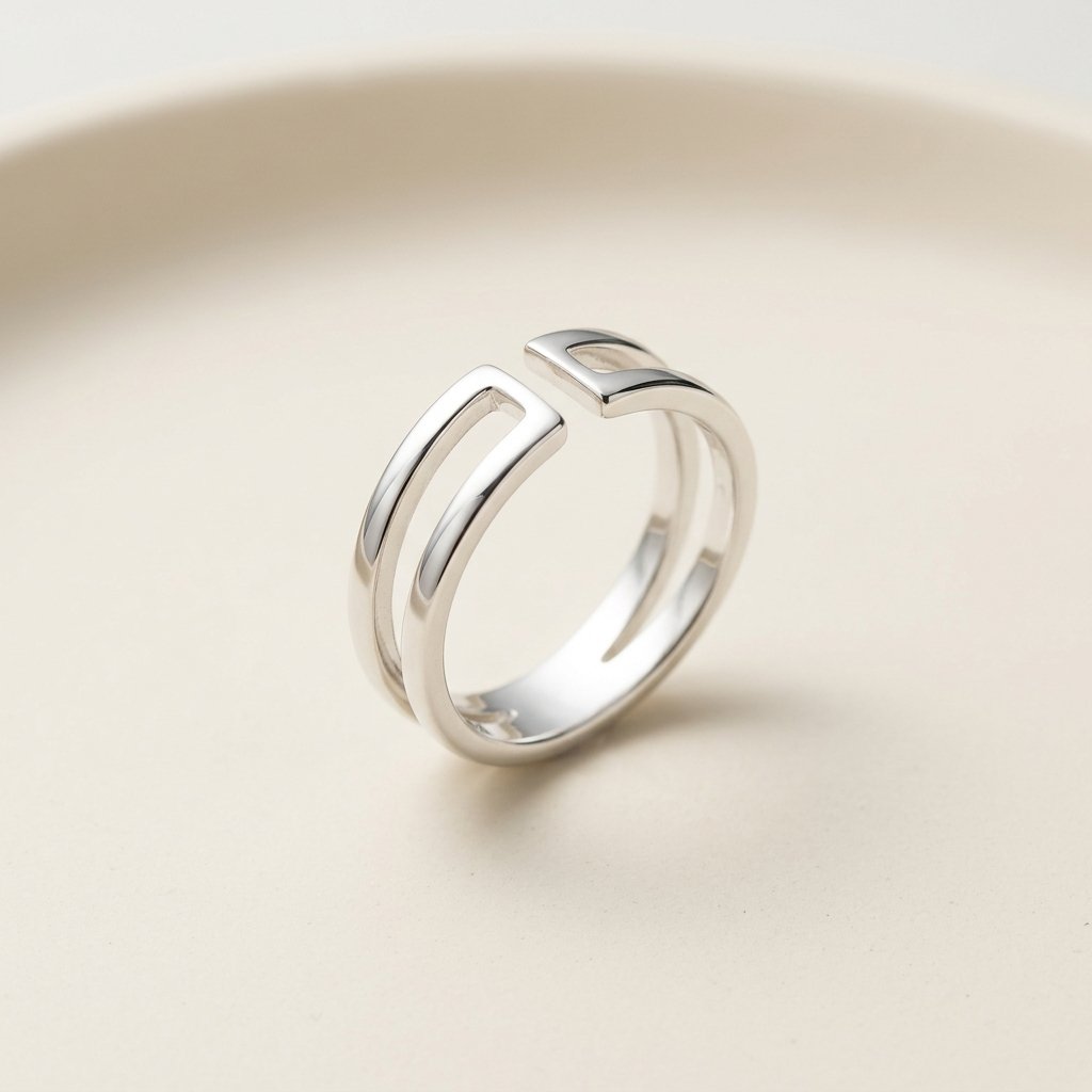 Minimalist modern silver ring expression
